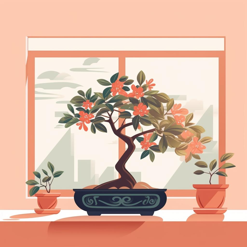 A Money Tree Bonsai placed near a window receiving indirect sunlight