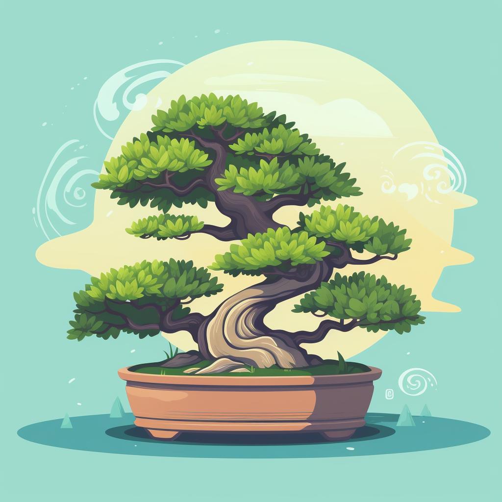 Close-up of a healthy bonsai tree